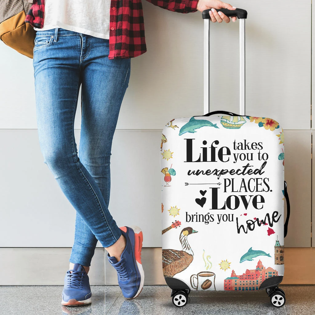 Awesome Hoodied HAWAII LOVE BRINGS YOU HOME Luggage Cover For Everyone KHHLBYH