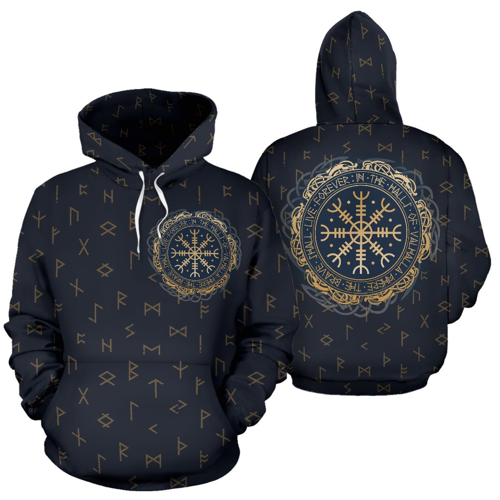 Awesome hoodied 3D ALL Print Viking Helm Of Awe Aegishjalmur Runes-Men and Women Hoodie Zip Hoodies- VN0059
