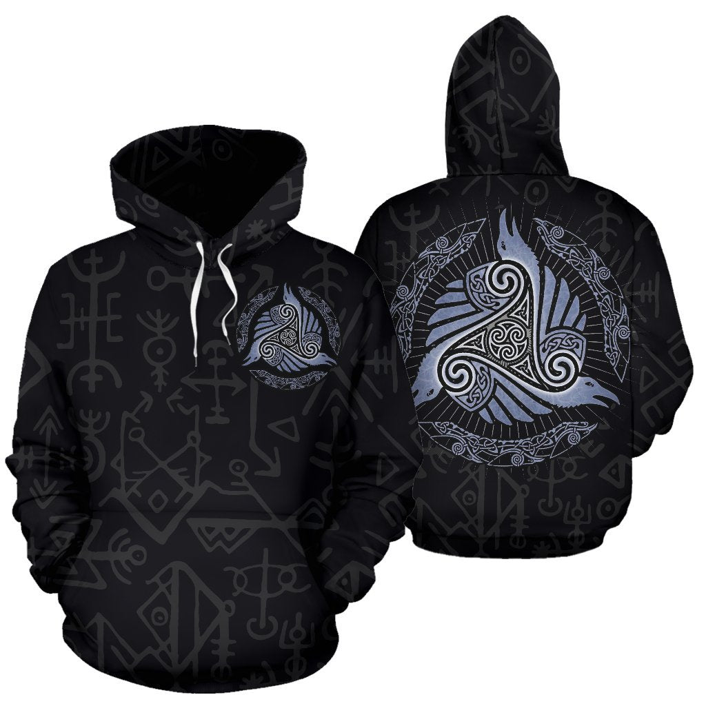 Awesome hoodied 3D ALL Print VikingTriskele Raven Runes-Men and Women Hoodie Zip Hoodies- VN0062