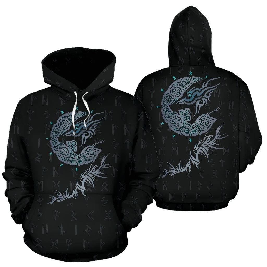 Awesome hoodied 3D ALL Print Viking Tyr's Fenrir Runes-Men and Women Hoodie Zip Hoodies- VN0063