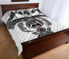 Awesome Hoodied Viking Quilt Bed Set White, Odin&#39;s Ravens Fenrir Skoll And Hati Valknut-VNBD0001