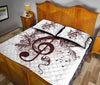 Awesome Hoodied Treble Clef And Hummingbirds Quilt Bed Set White-Brown DCB007