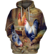 3D All Over Print Painting Chicken Family Shirt