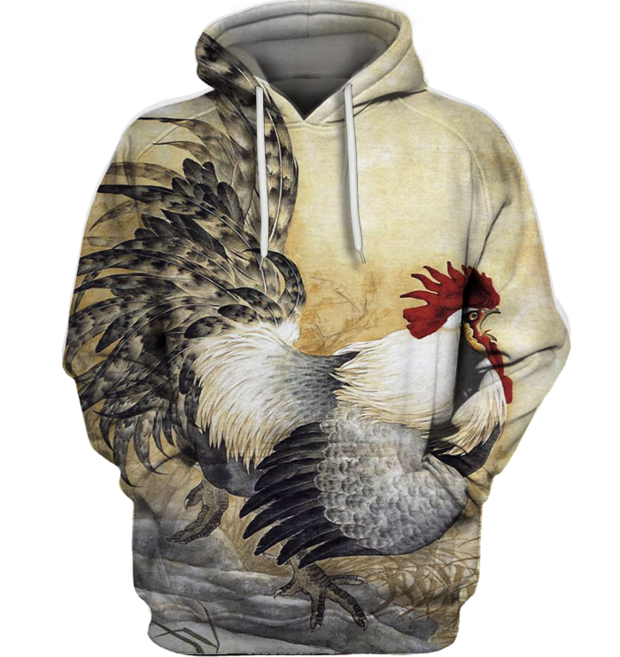 3D All Over Print White Rooster Shirt