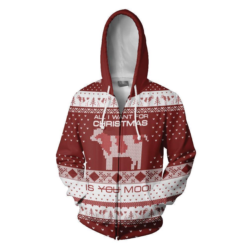 Awesome Hoodie All I Want For Christmas Is You Moo for Men and Women HBC332