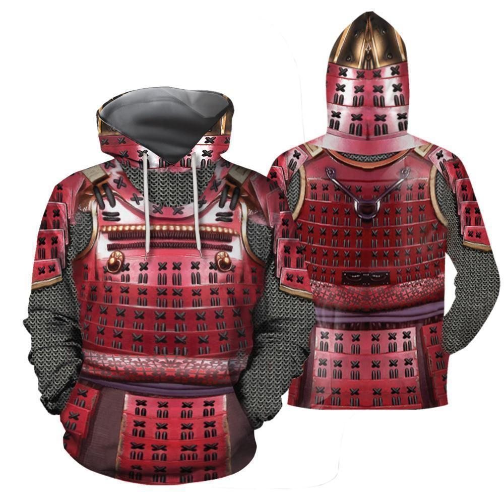3D All Over Printed Samurai Red Armor Set Shirts and Shorts