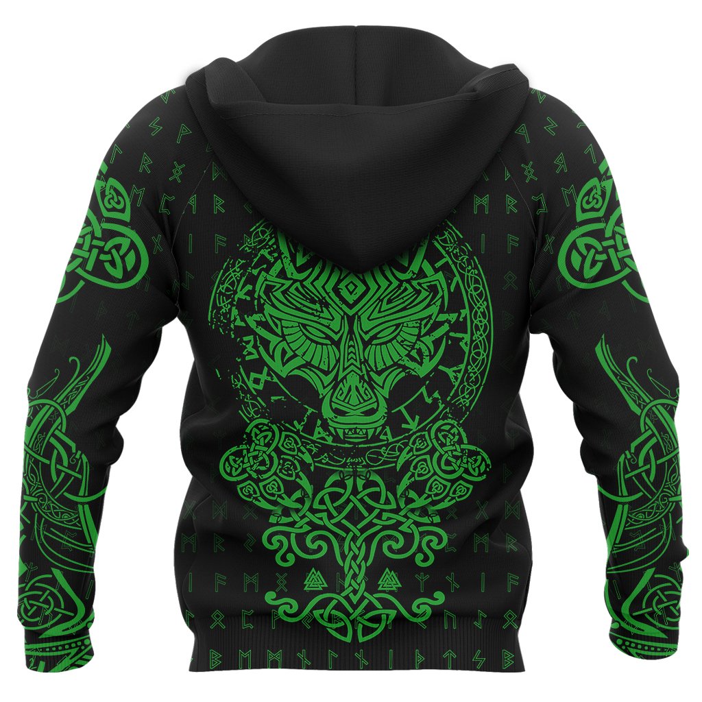 AwesomeHoodie Viking Fenrir Wolf Green Hoodie for Men and Women DC068