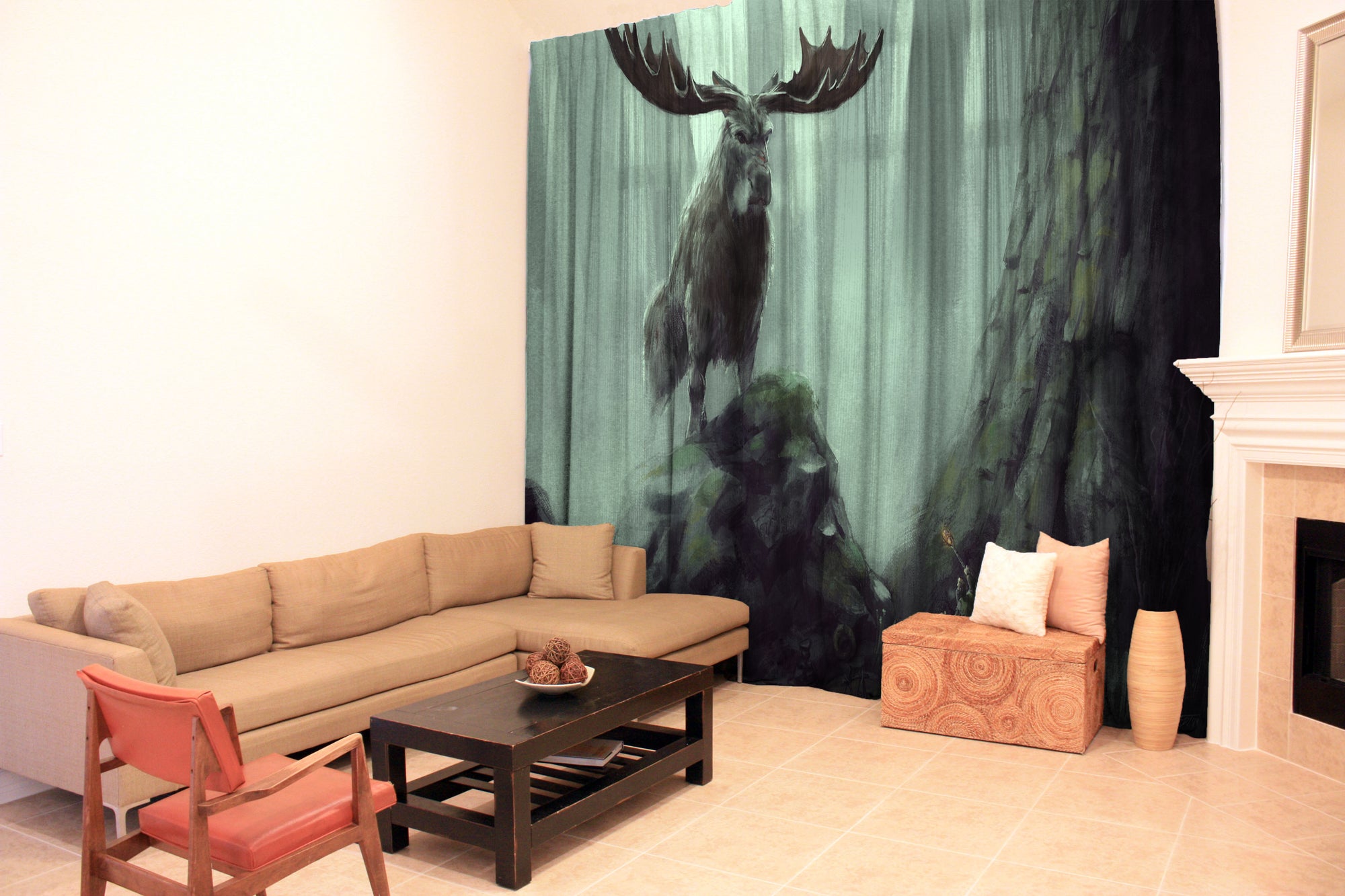 Awesome hoodied 3D all print ELK Curtains  skull - VNC0027