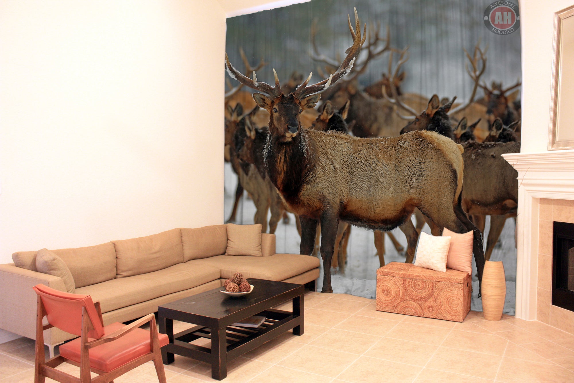 Awesome hoodied 3D all print Hunting ELK Curtains  skull - VNC0030