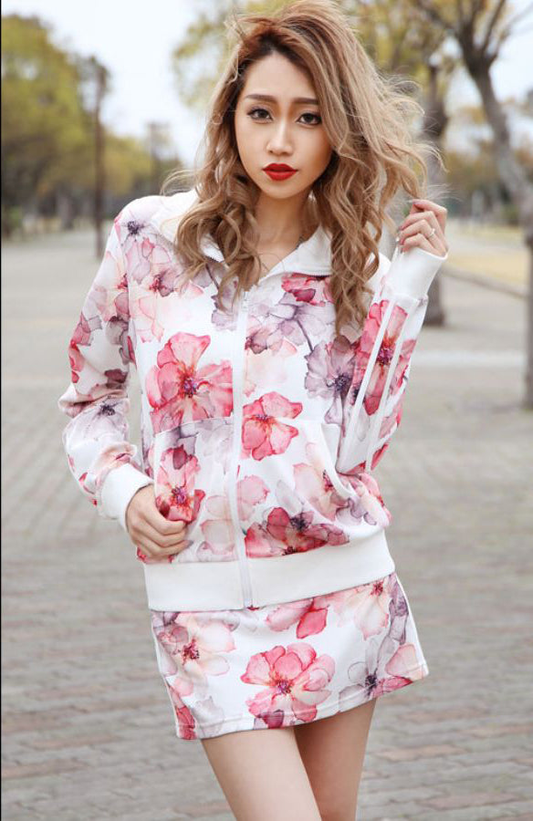 3D All Over Print FLOWERS  for  Women DRESS + Hoodie SET , LIKELY STYLE-VN0035