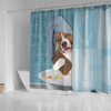 Awesome hoodied Pit Bull Takes A Shower Curtains Printed 3D Grommet Curtains - NQC0011