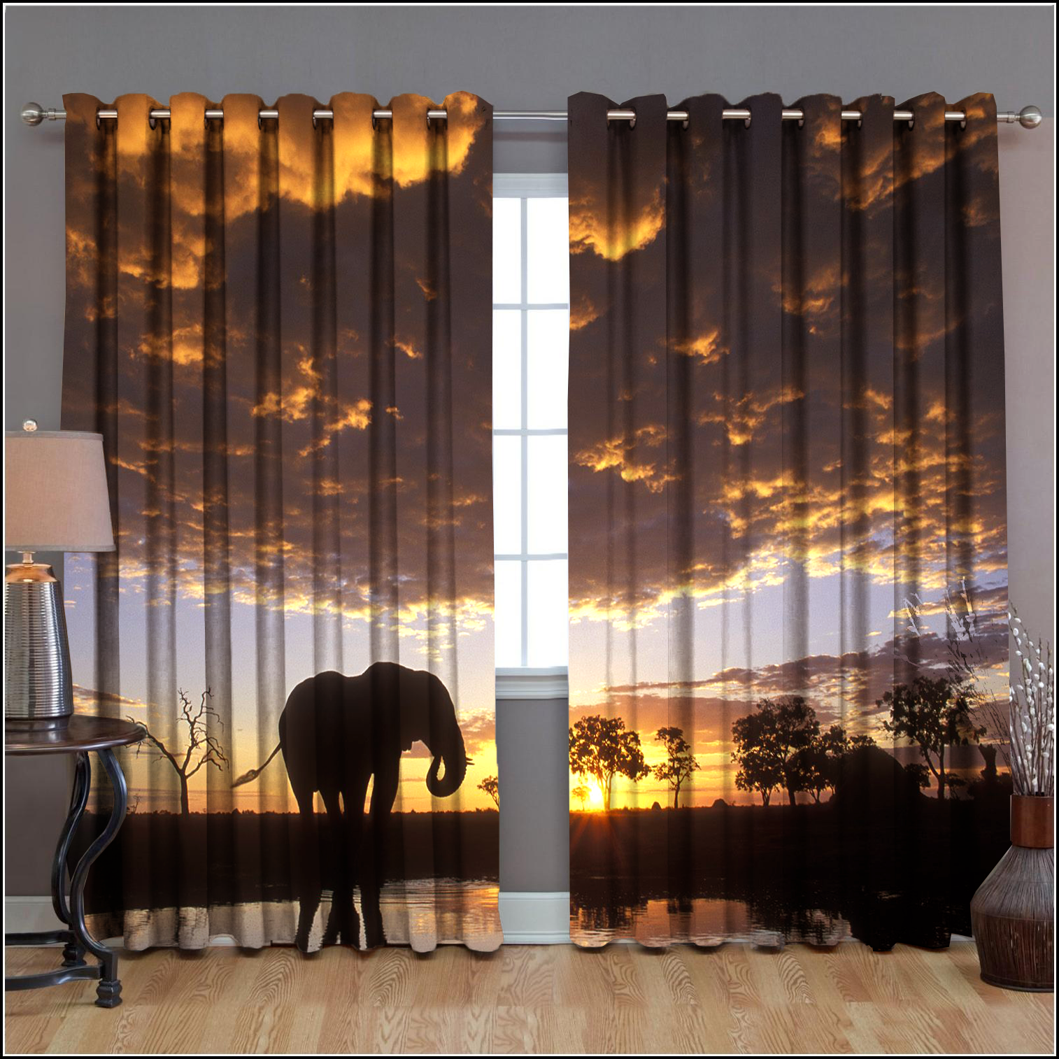 Awesome hoodied 3D all print Elephants Curtains  skull - VNC0053
