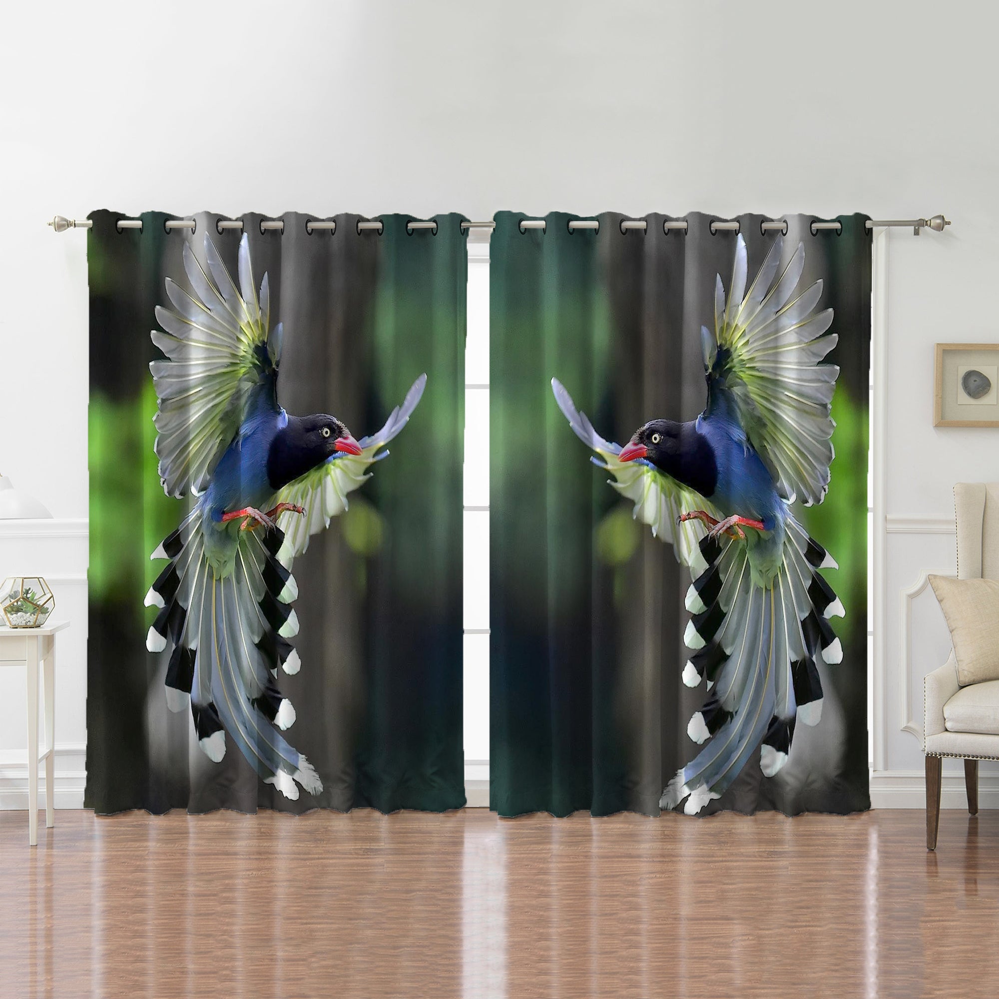 Awesome hoodied 3D all print Magpie Bird Curtains  skull - VNC0057