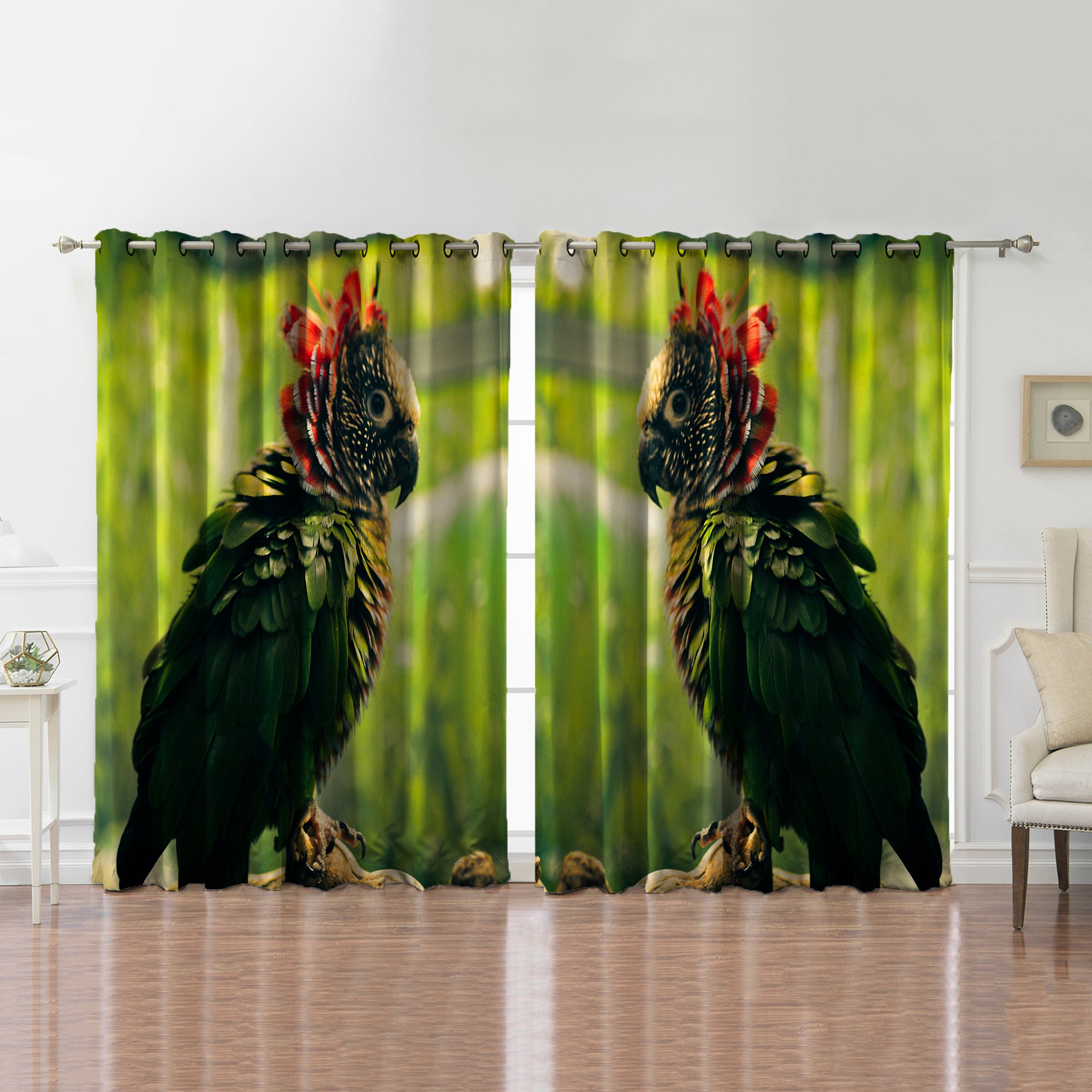 Awesome hoodied 3D all print Bird Parrot Curtains  skull - VNC0055