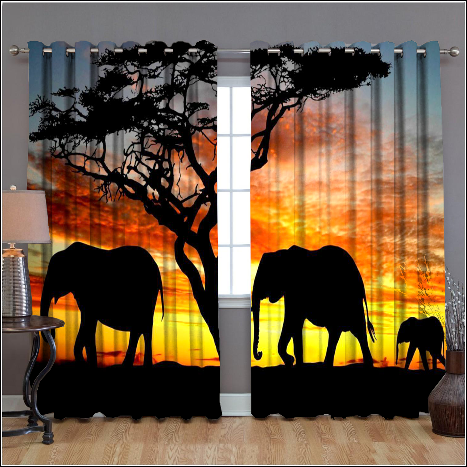 Awesome hoodied 3D all print Elephants Curtains  skull - VNC0051