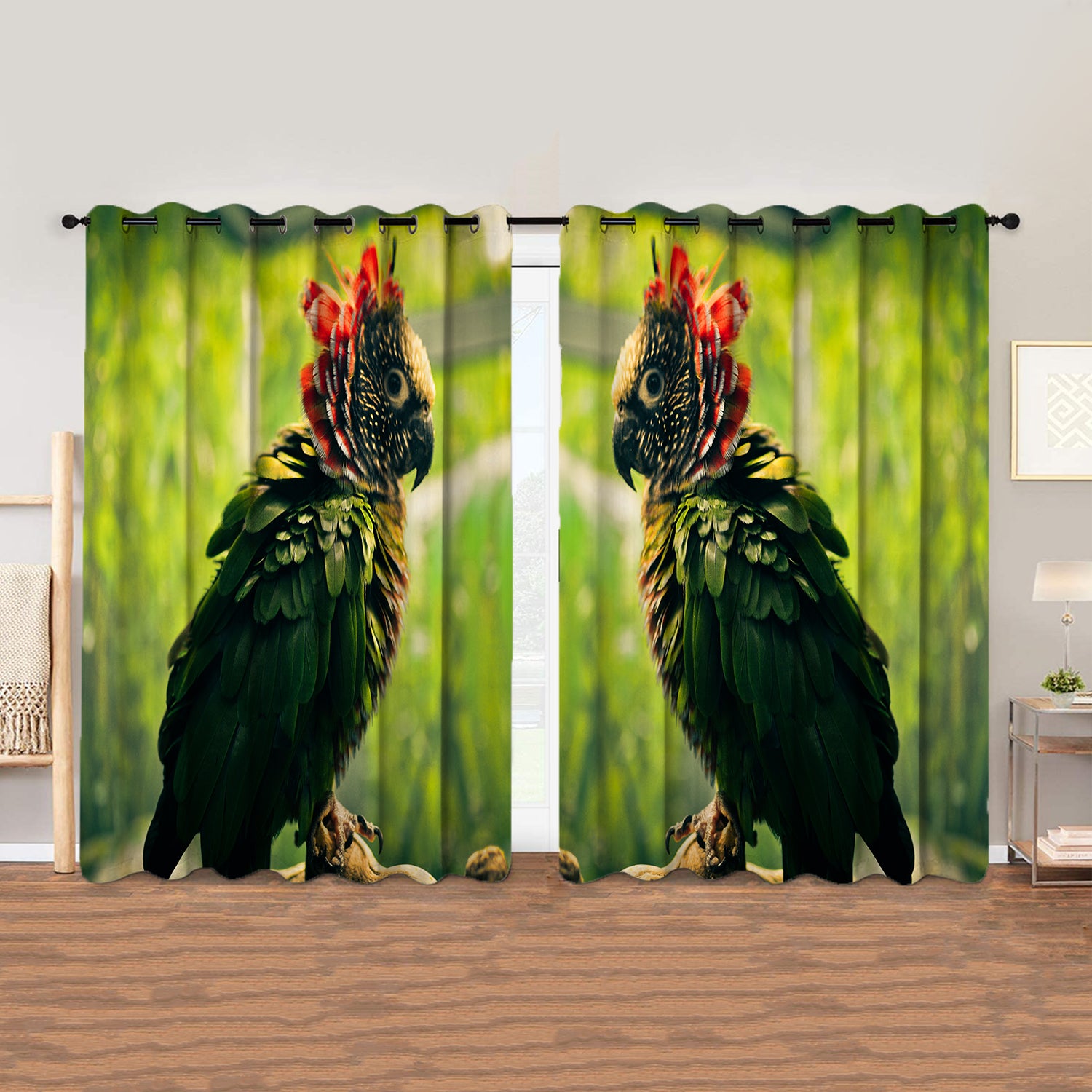 Awesome hoodied 3D all print Bird Parrot Curtains  skull - VNC0055