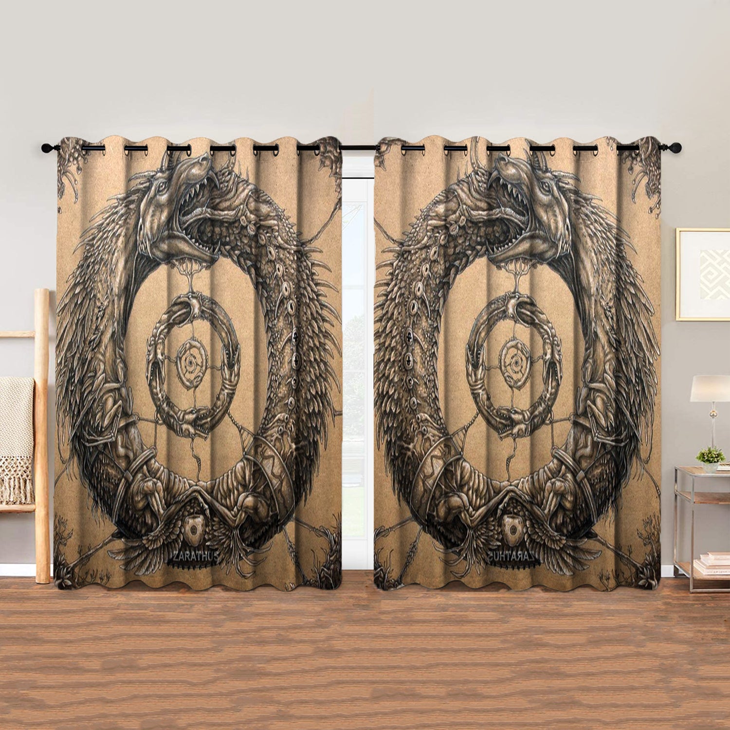 Awesome hoodied 3D all print Viking Curtains  skull - VNC0061