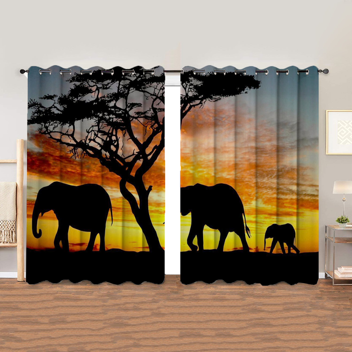 Awesome hoodied 3D all print Elephants Curtains  skull - VNC0051