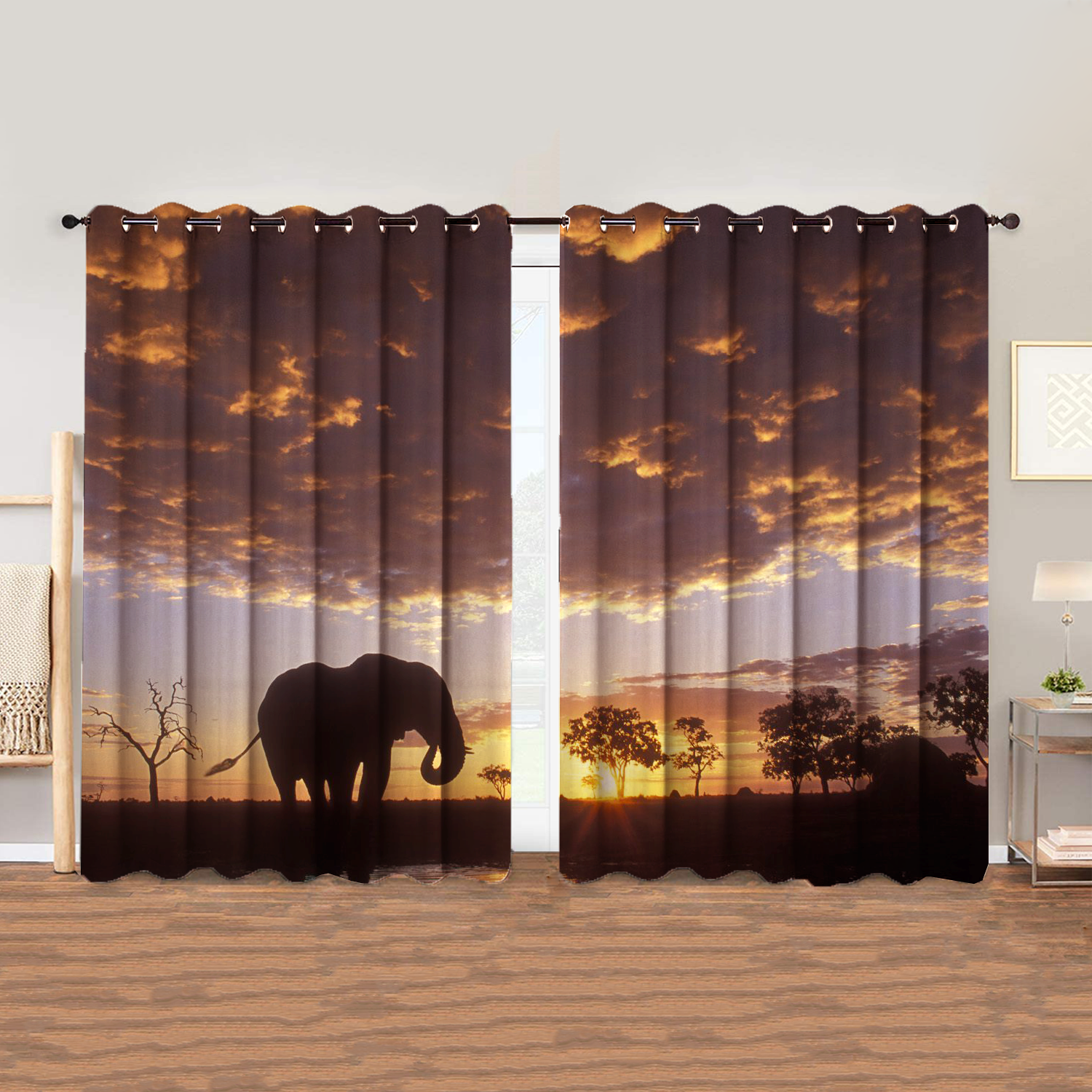 Awesome hoodied 3D all print Elephants Curtains  skull - VNC0053