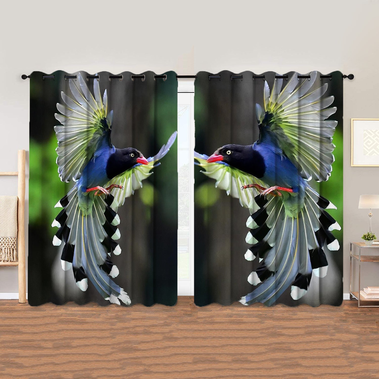 Awesome hoodied 3D all print Magpie Bird Curtains  skull - VNC0057