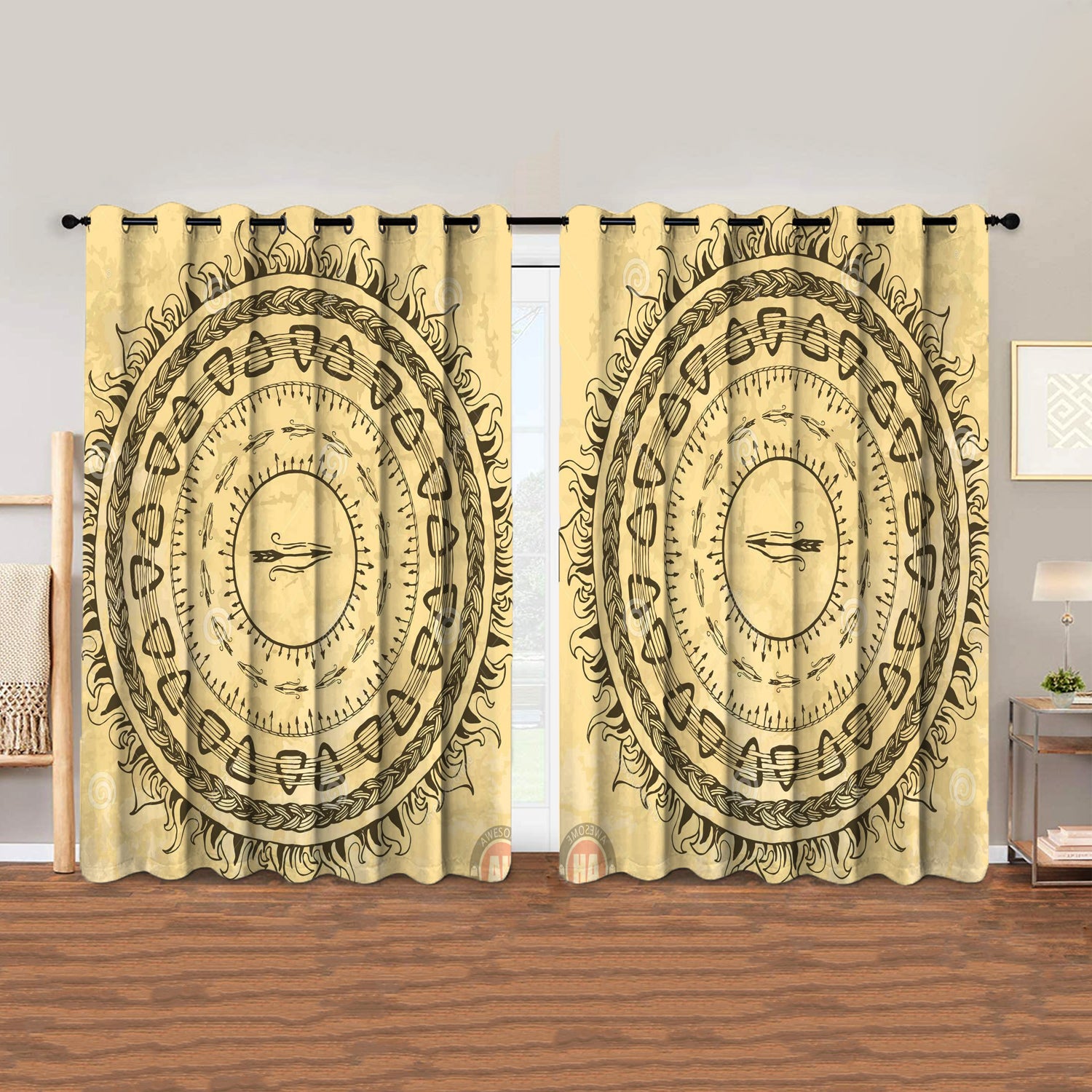 Awesome hoodied 3D all print Viking Curtains  skull - VNC0058
