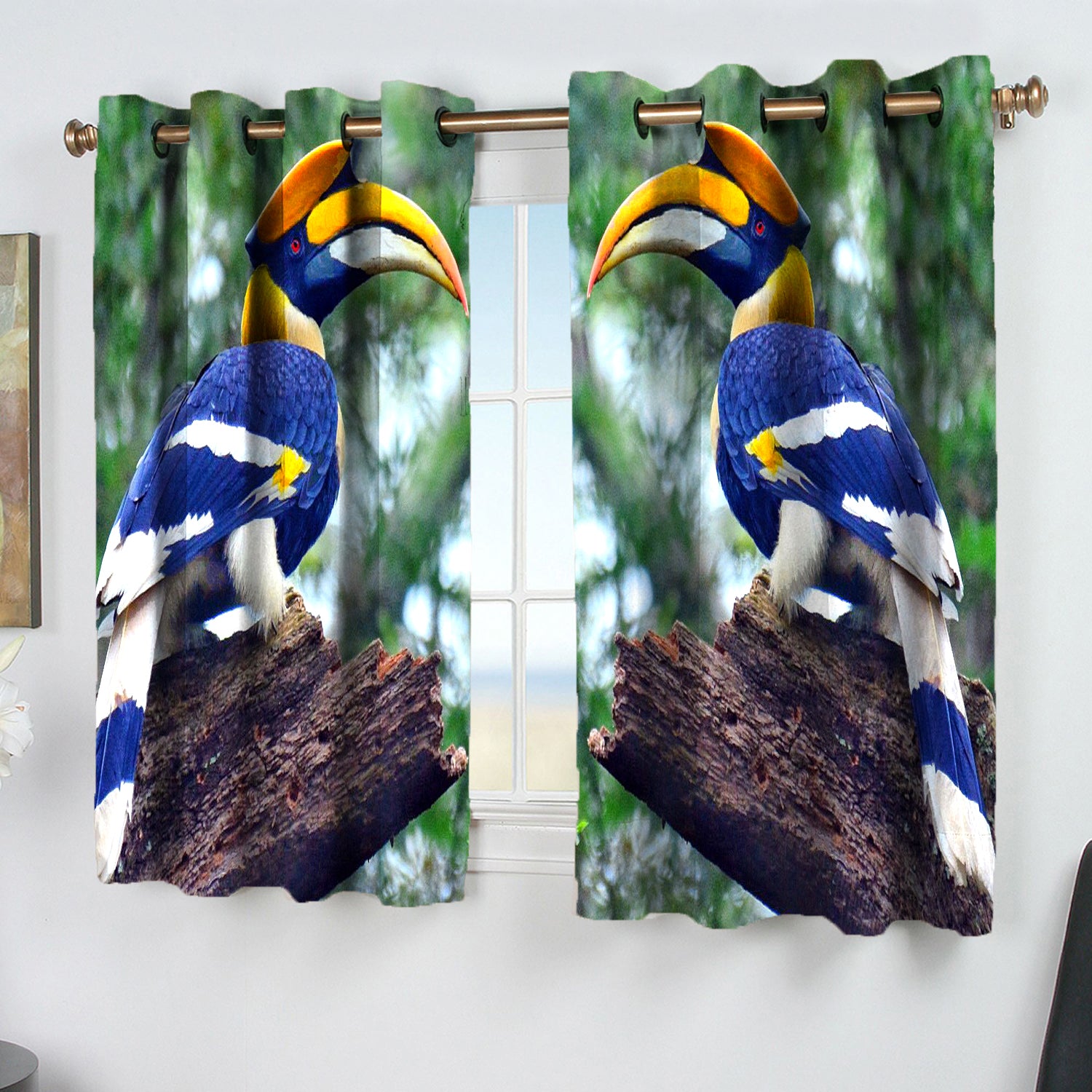 Awesome hoodied 3D all print Bird Great Hornbill Curtains  skull - VNC0054