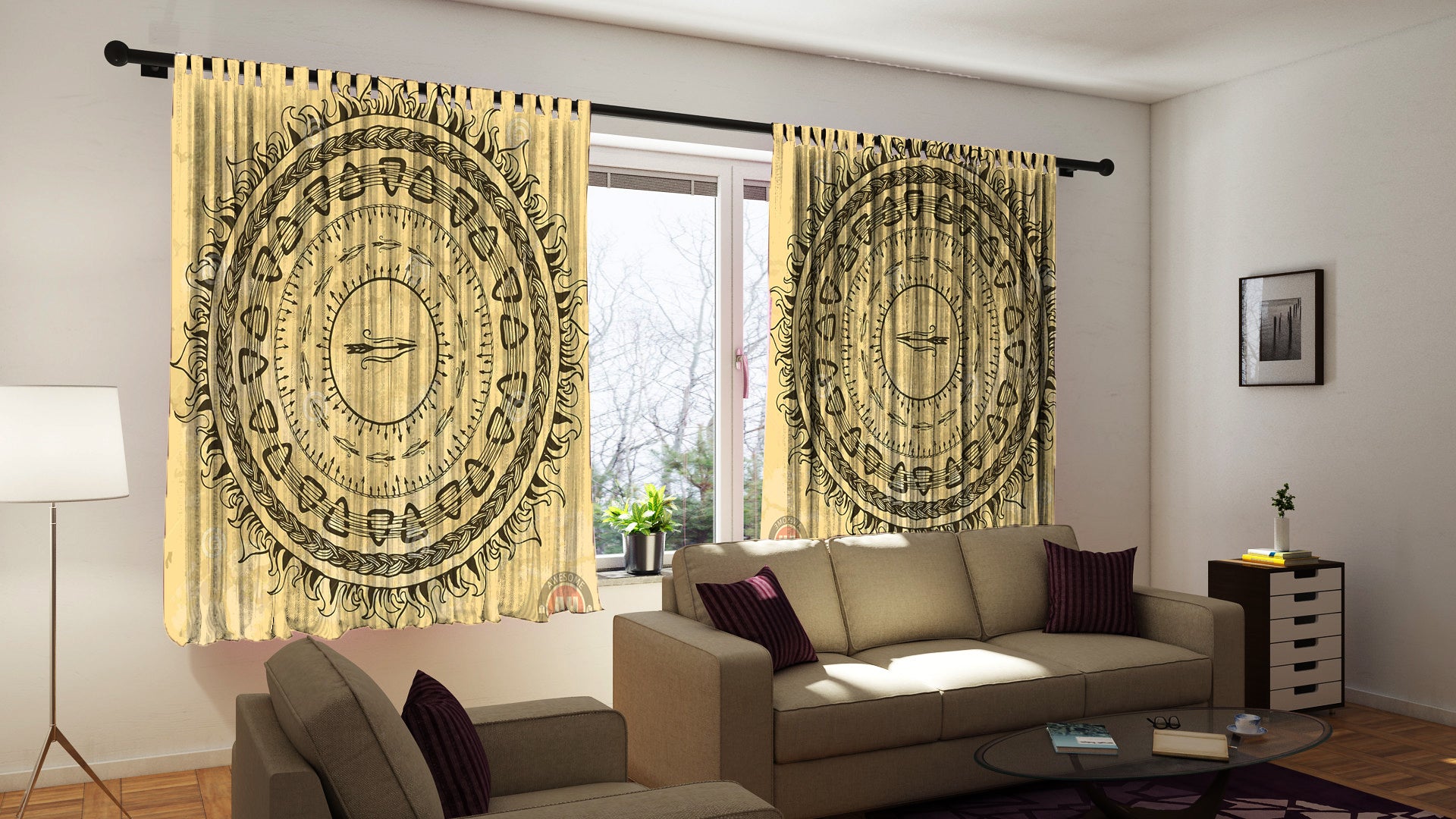 Awesome hoodied 3D all print Viking Curtains  skull - VNC0058