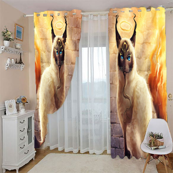 Awesome hoodied 3D all print Cat Curtains  skull - VNC0023