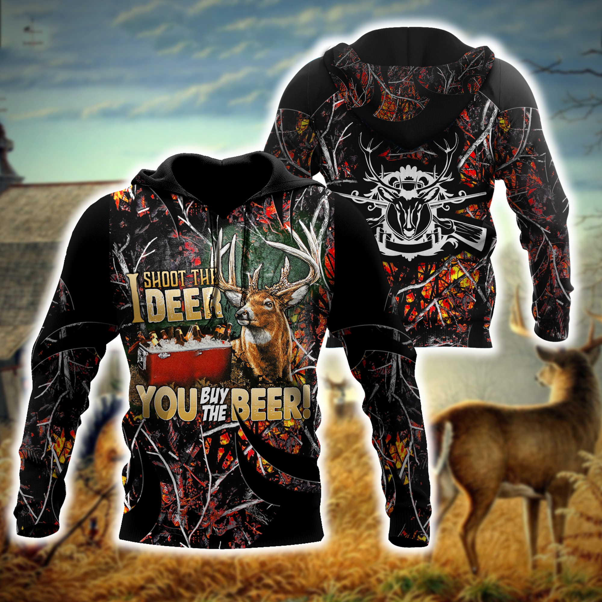Awesome Hoodie Deer And Beer for Men and Women HBC247