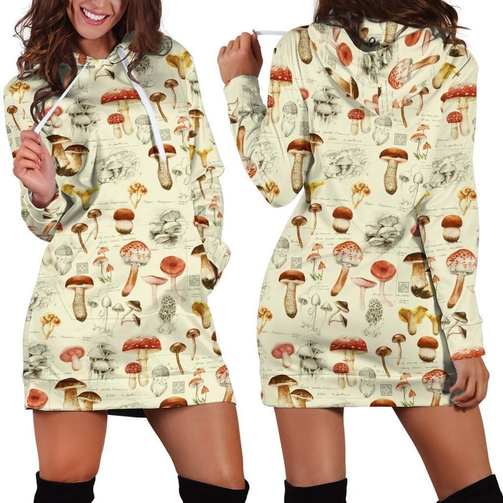 All Over Printing White Premium Hoodie Dress