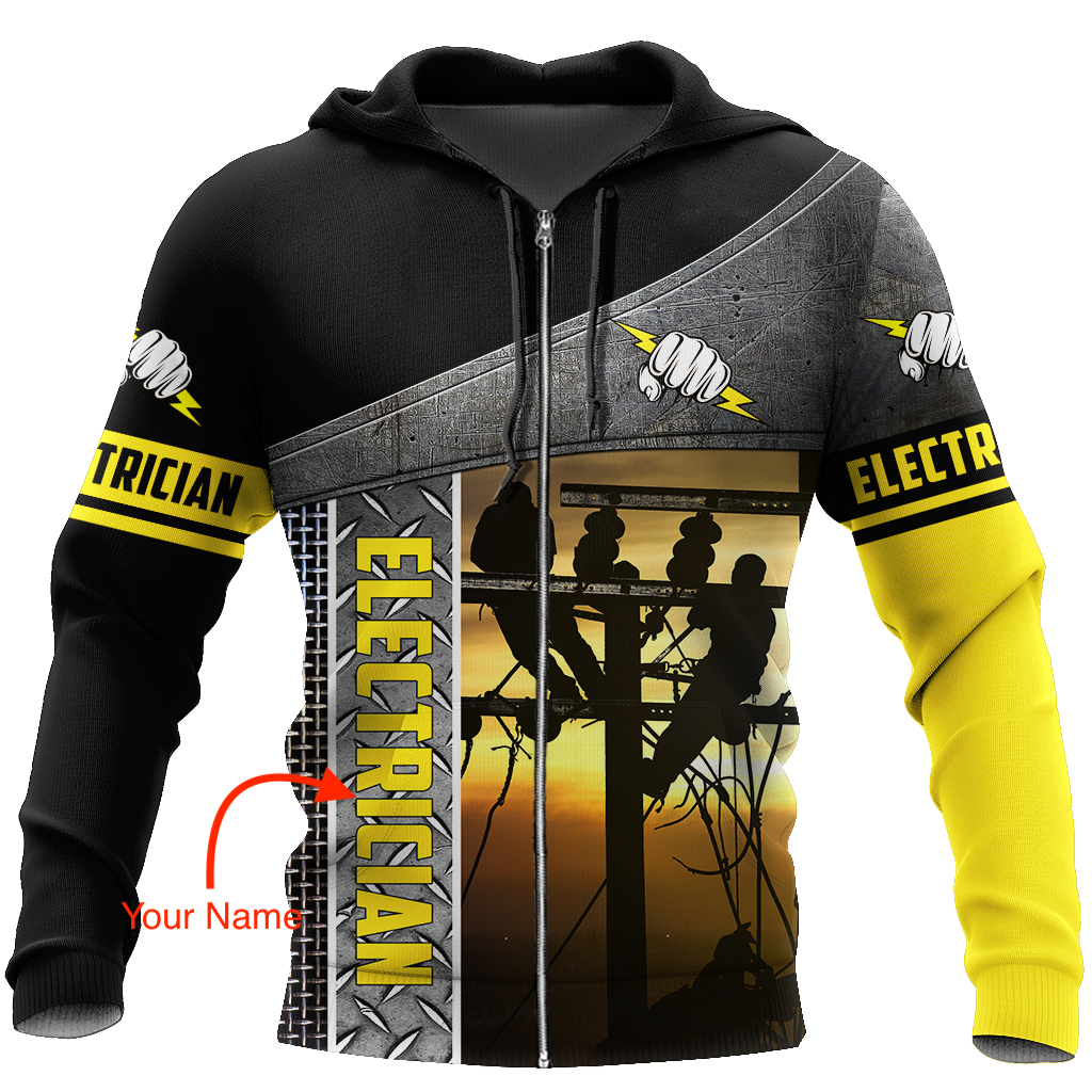 Awesome Hoodie 3D All Over Print Premium Personalized Electrician - Customize Name for Men and Women Hoodie, T-Shirt, Zip Hoodies, Sweatshirt DC085