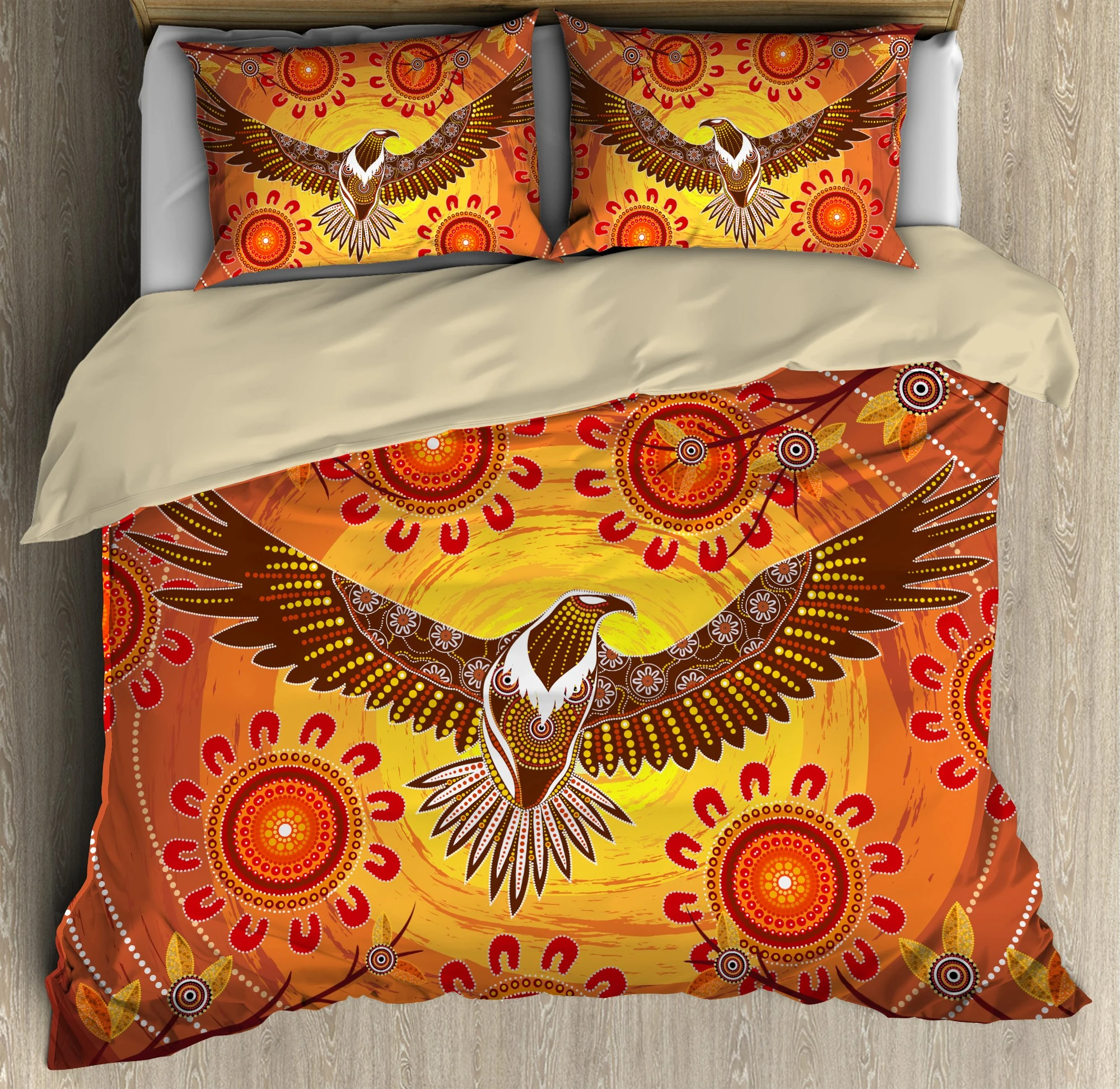 Awesome Hoodied 3D all over print Aboriginal Eagle Power Sunset, Australia Indigenous Bedding Sets NQBS006