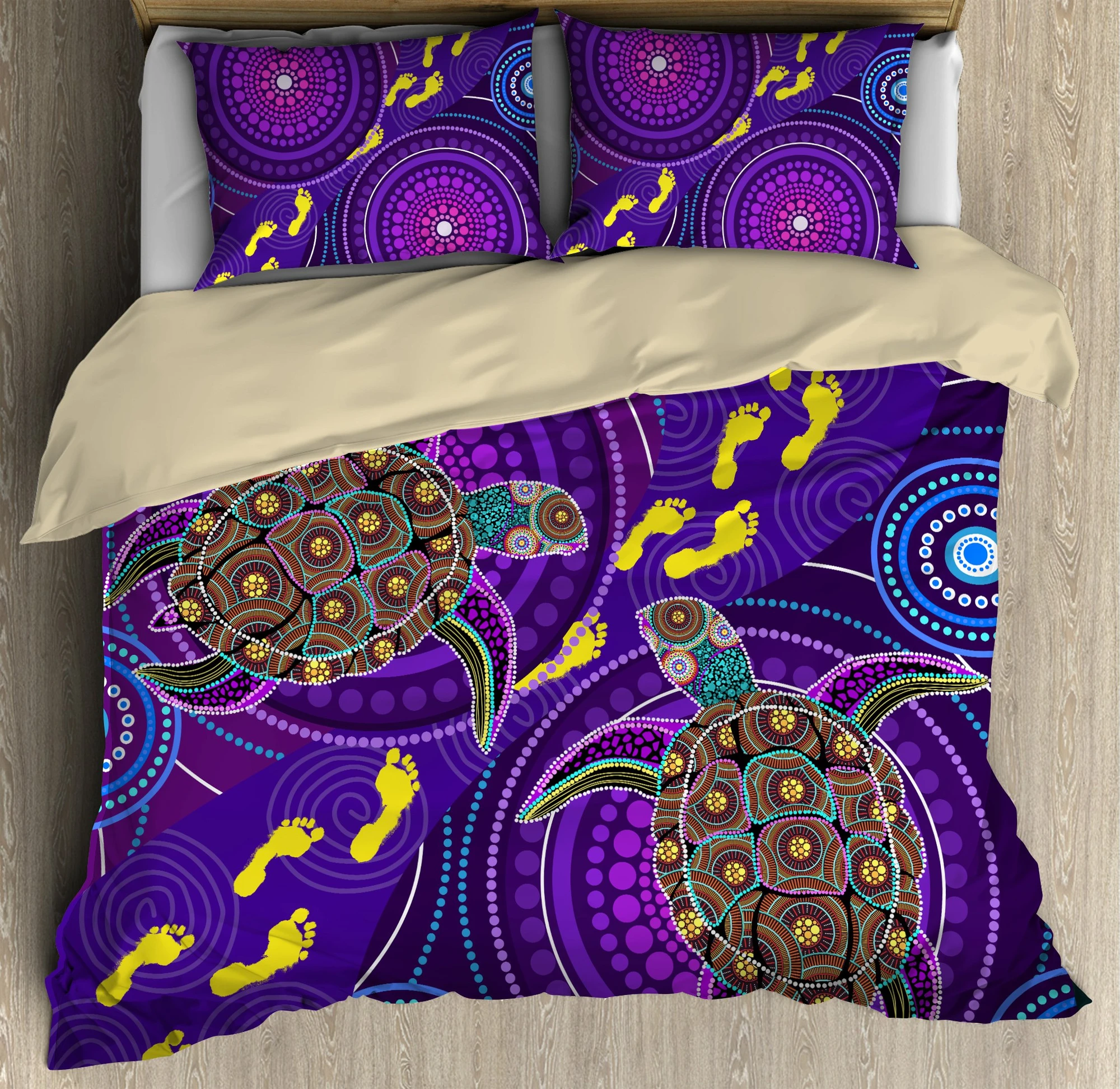 Awesome Hoodied 3D all over print Purple Turtles Bedding Sets NQBS008