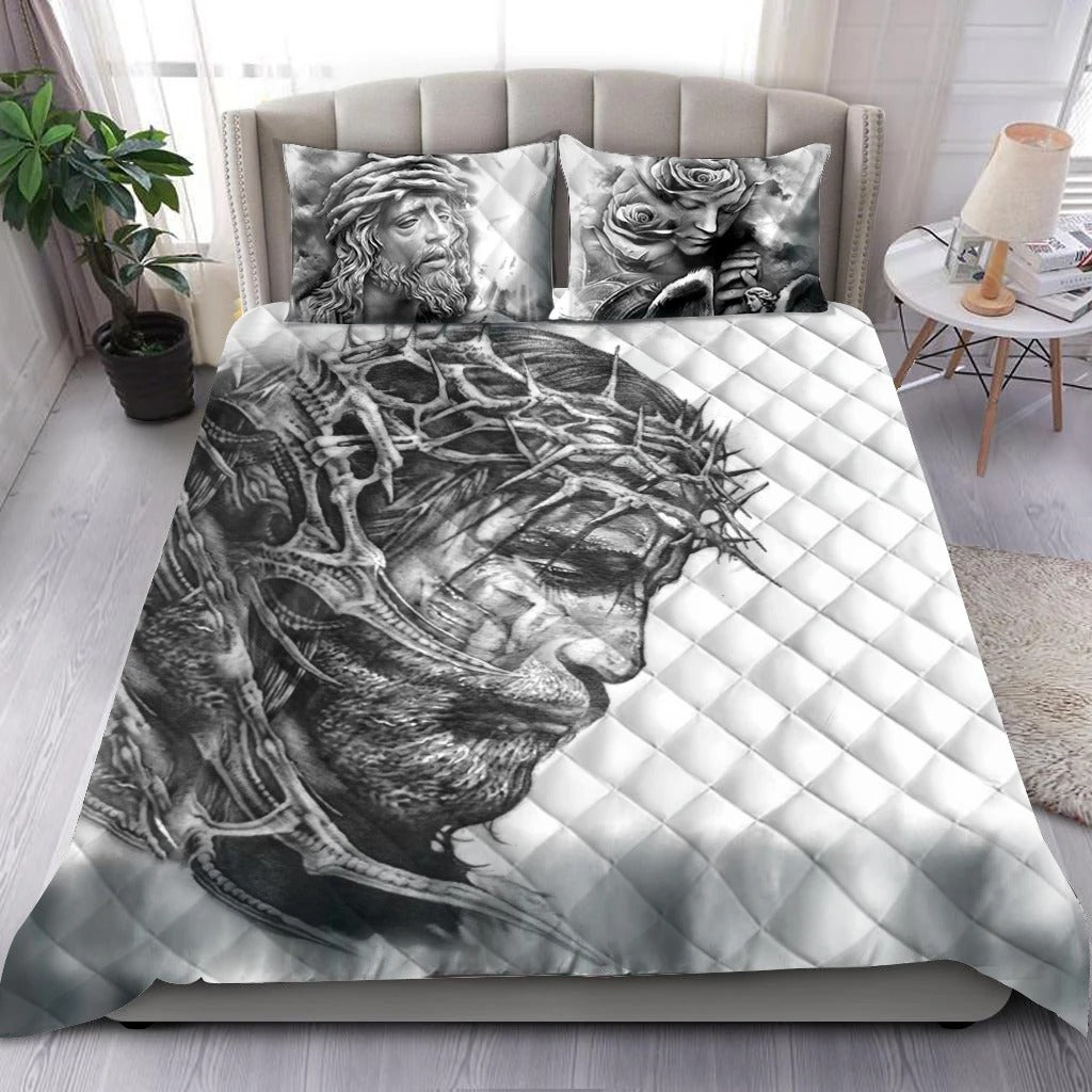 Awesome Hoodies - Jesus Tattoo Quilt Bedding - Cross Quilt Bedding QK31009