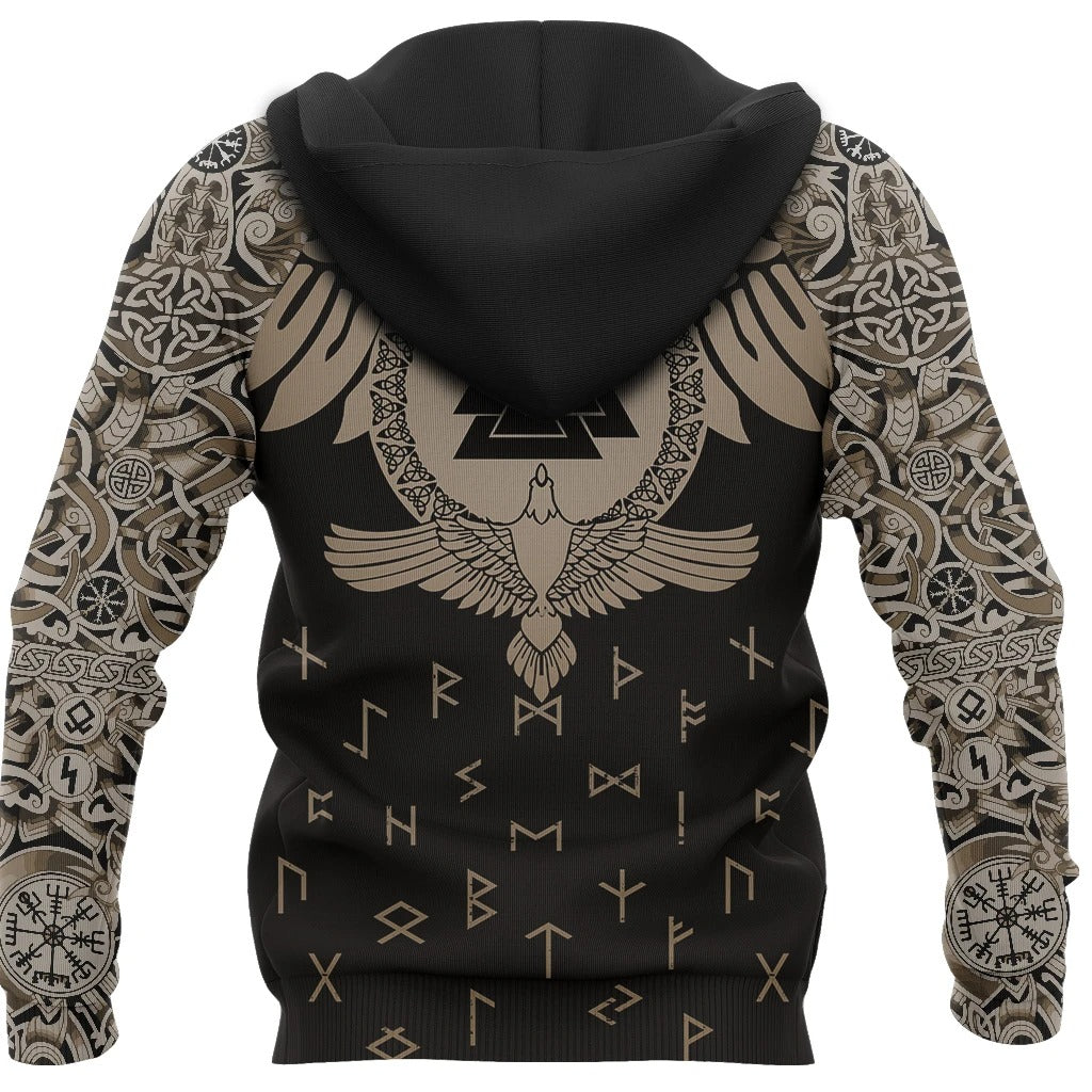 Awesome Hoodie 3D All Over Print Raven Of Odin Flying Tattoo And Valknut - Men and Women Hoodie Zip Hoodies ND162