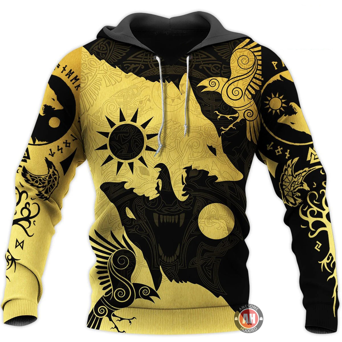 Awesome Hoodie 3D All Over Print Skoll & Hati Wolf Viking LIMITED GOLD VERSION for Men and Women Hoodie, T-Shirt, Zip Hoodies, Sweatshirt ND174