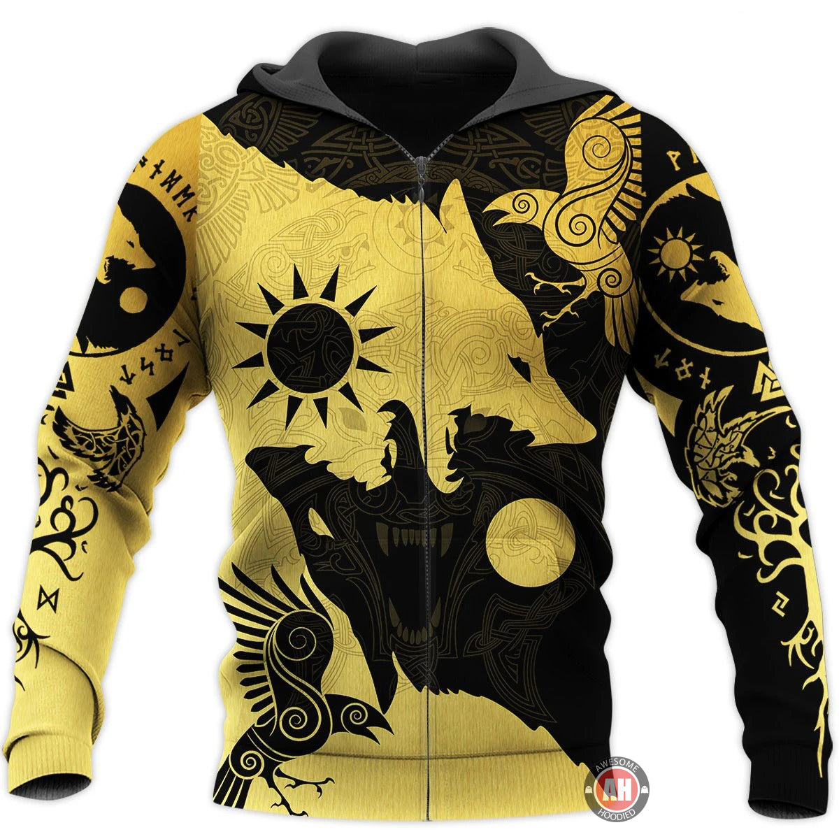 Awesome Hoodie 3D All Over Print Skoll & Hati Wolf Viking LIMITED GOLD VERSION for Men and Women Hoodie, T-Shirt, Zip Hoodies, Sweatshirt ND174