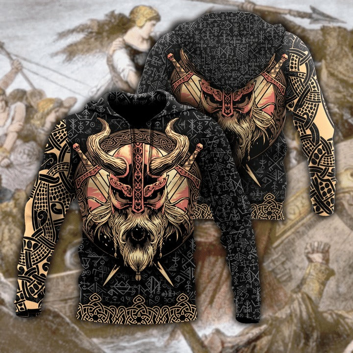 Awesome Hoodie 3D All Over Print Love Skull Viking for Men and Women Hoodie, T-Shirt, Zip Hoodies, Sweatshirt ND176