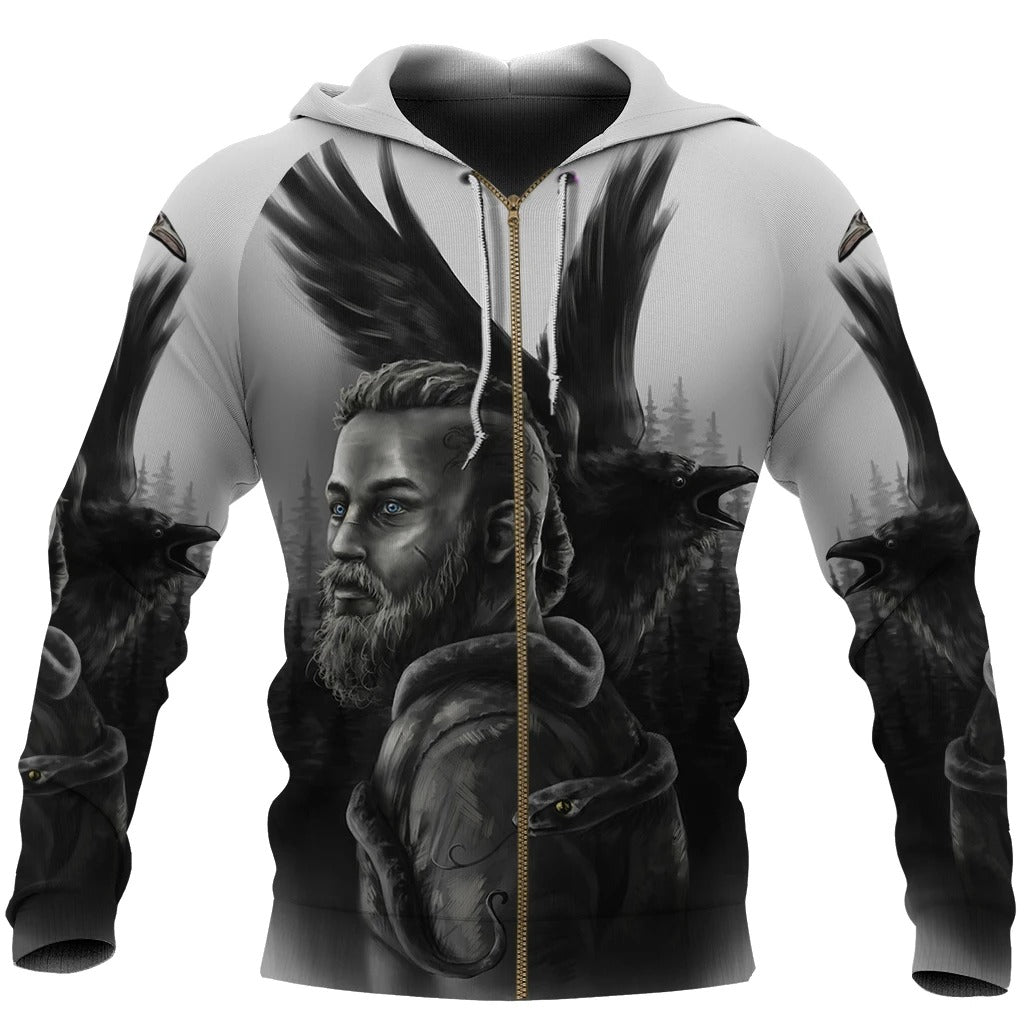 Awesome Hoodie 3D All Over Print Viking Ragnar Lothbrok Raven for Men and Women Hoodie, T-Shirt, Zip Hoodies, Sweatshirt ND264