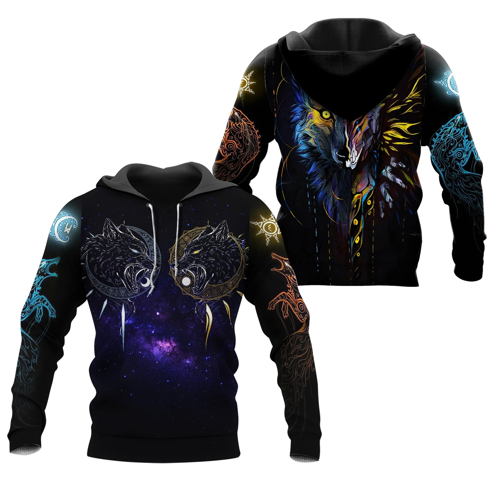 Awesome Hoodie 3D All Over Print Viking Wolf Galaxy for Men and Women Hoodie, T-Shirt, Zip Hoodies, Sweatshirt ND268
