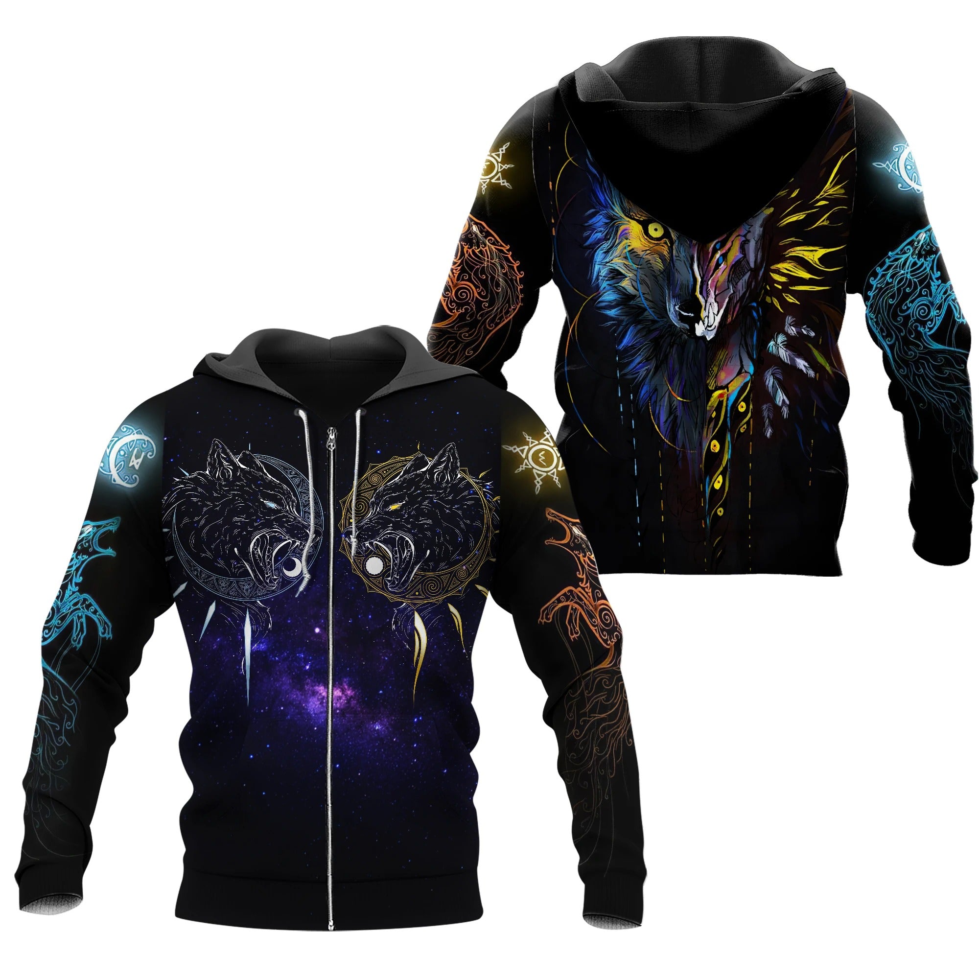 Awesome Hoodie 3D All Over Print Viking Wolf Galaxy for Men and Women Hoodie, T-Shirt, Zip Hoodies, Sweatshirt ND268