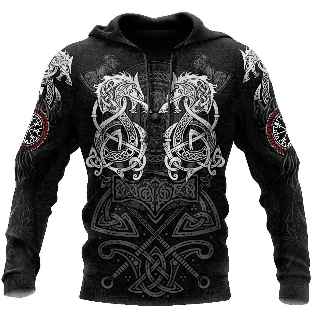 Awesome Hoodie 3D All Over Print White Fenrir Viking Wolf Tattoo - Hoodie, T-Shirt, Zip Hoodies, Sweatshirt ND272