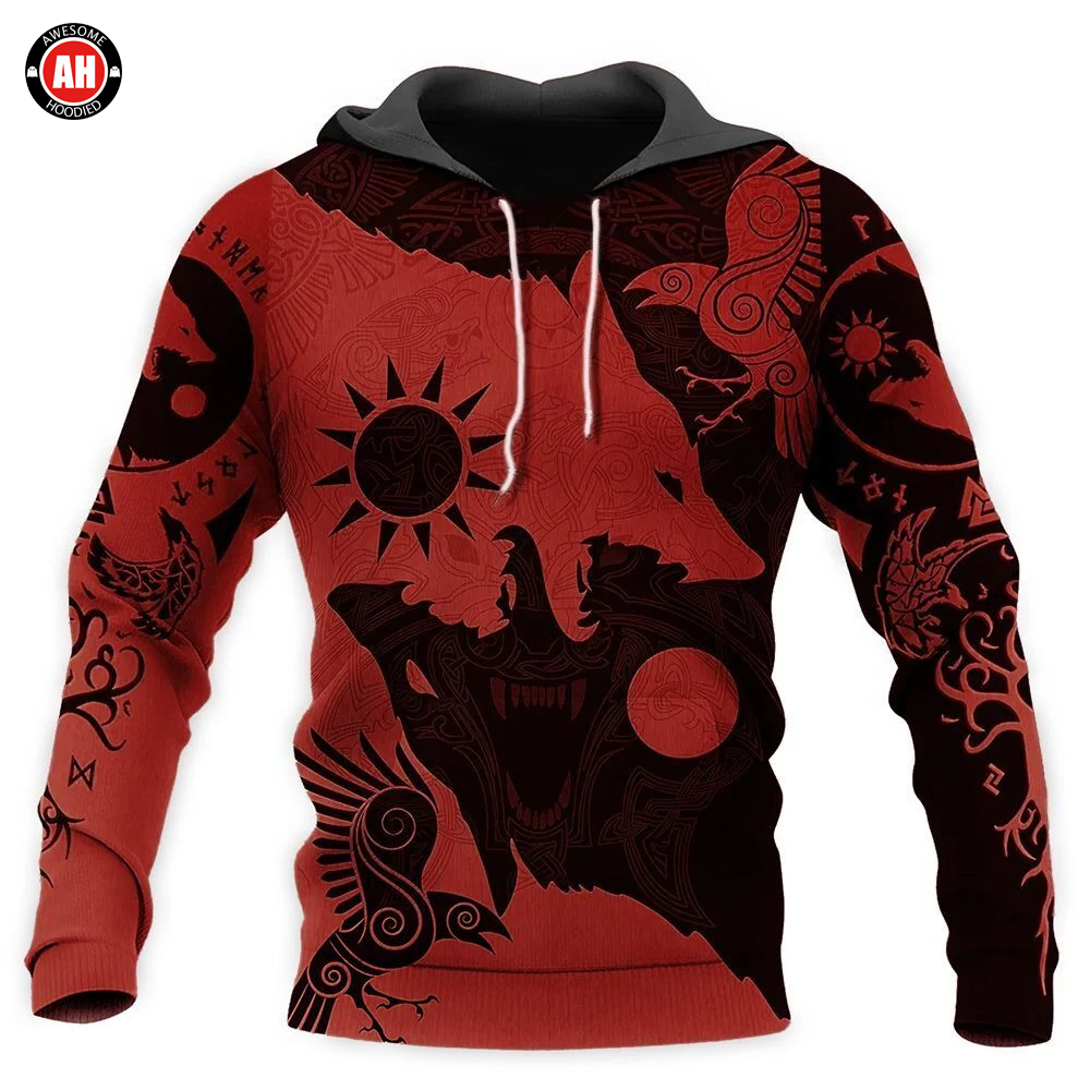 Awesome Hoodie 3D All Over Print Skoll and Hati Red Tattoos Limited Version- Hoodie & Zip Hoodies ND350