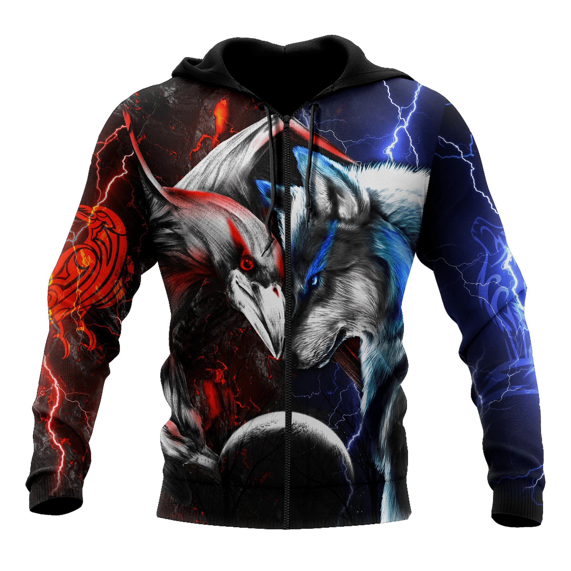 Awesome Hoodie 3D All Over Print Wolf & Raven - Hoodie, T-Shirt, Zip Hoodies, Sweatshirt ND387