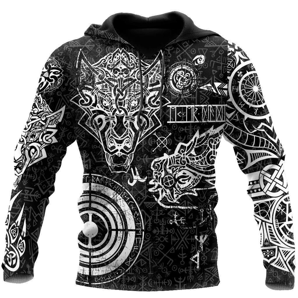 Awesome Hoodie 3D All Over Print Fenrir And Nidhogg Viking Tattoo - Hoodie, T-Shirt, Zip Hoodies, Sweatshirt ND388