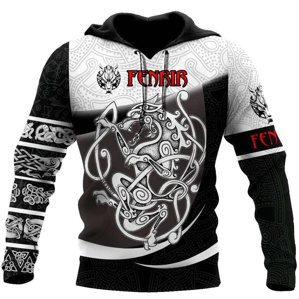 Awesome Hoodie 3D All Over Print Fenrir Viking Tattoo - Hoodie, T-Shirt, Zip Hoodies, Sweatshirt ND389