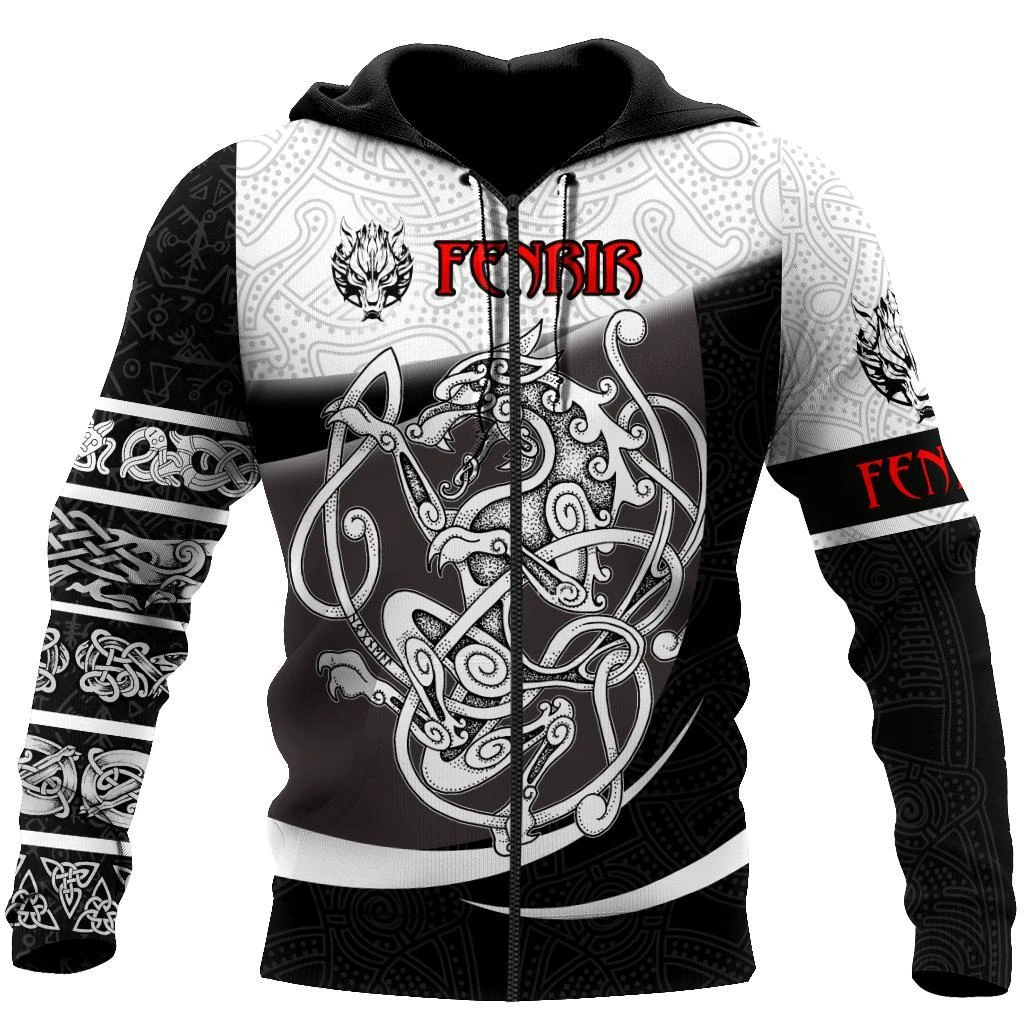 Awesome Hoodie 3D All Over Print Fenrir Viking Tattoo - Hoodie, T-Shirt, Zip Hoodies, Sweatshirt ND389