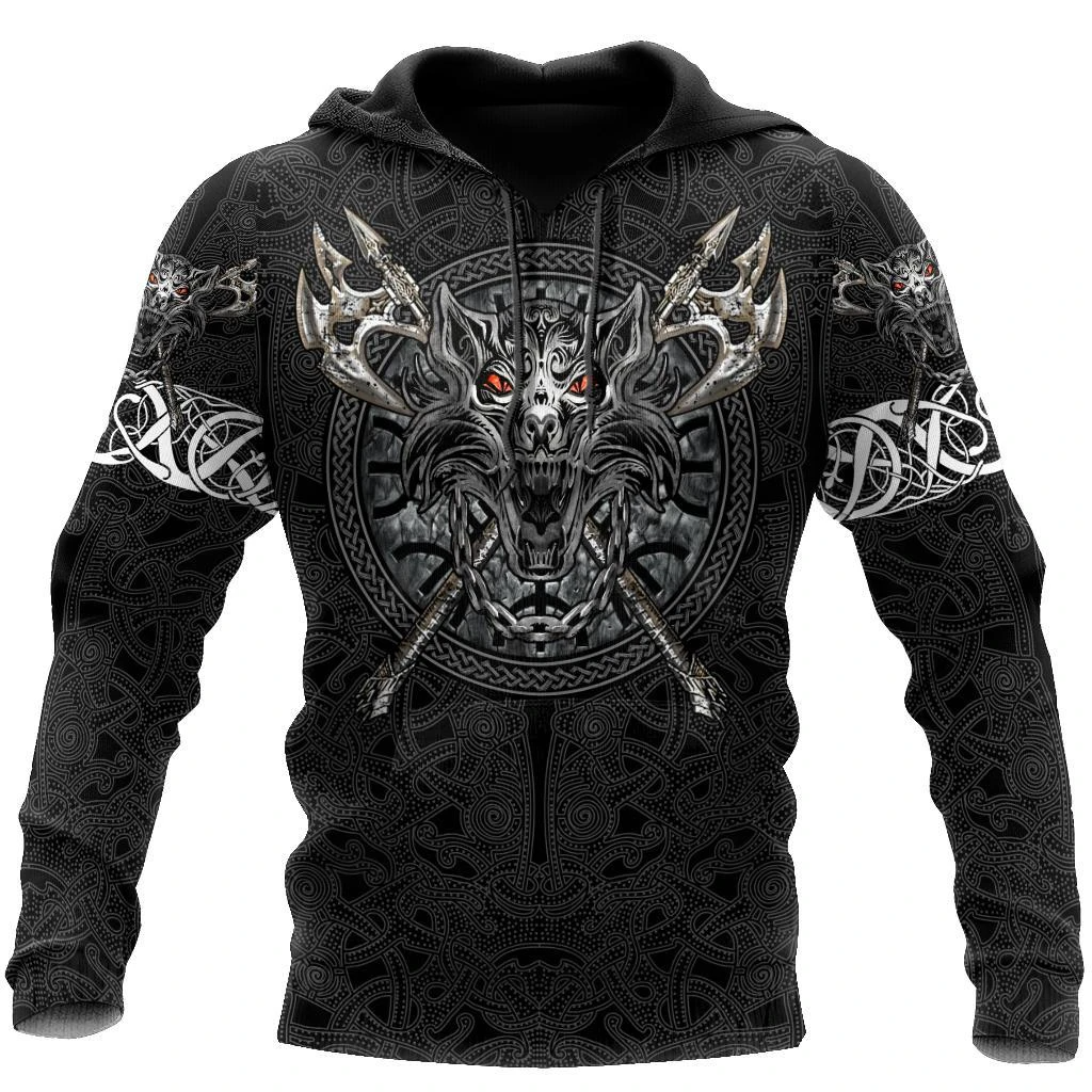 Awesome Hoodie 3D All Over Print Fenrir Viking Tattoo - Hoodie, T-Shirt, Zip Hoodies, Sweatshirt ND390
