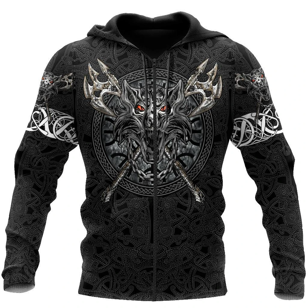 Awesome Hoodie 3D All Over Print Fenrir Viking Tattoo - Hoodie, T-Shirt, Zip Hoodies, Sweatshirt ND390