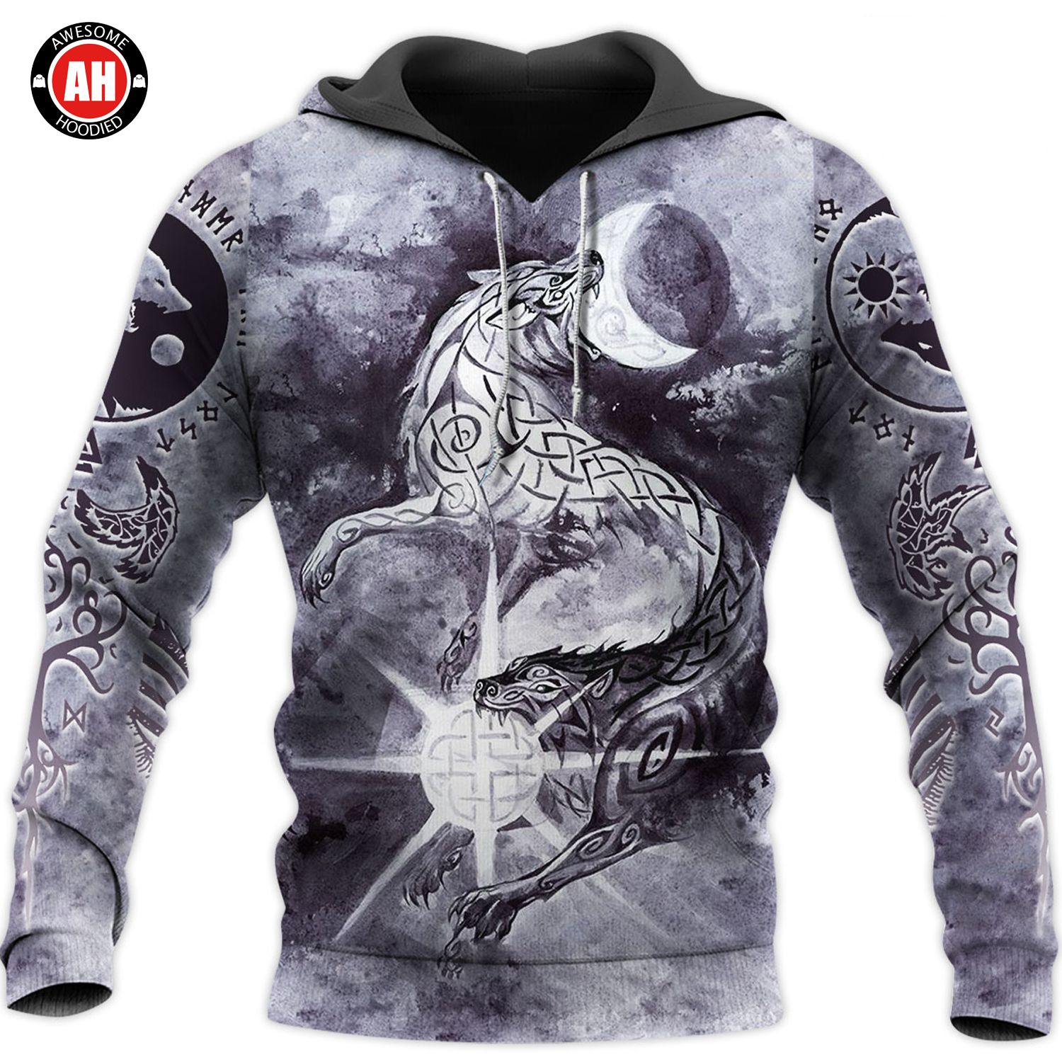 Awesome Hoodie 3D All Over Print Skalli And Hati - Hoodie, T-Shirt, Zip Hoodies, Sweatshirt ND395